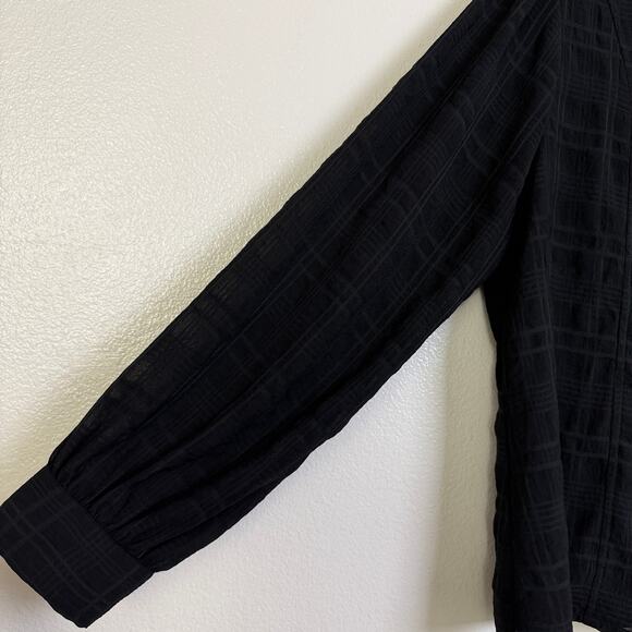 Disturbia Shirt Womens Size 12 Black Check Long Sleeve Button Up Sheer Puff - Picture 4 of 11